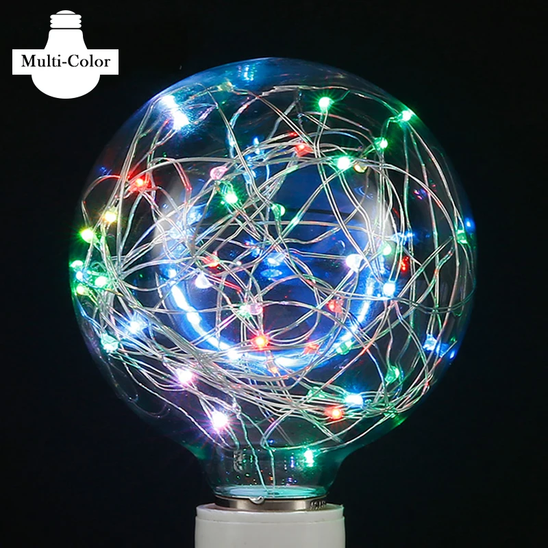 Винтажная сказочная Светодиодная лампа E27 G95 RGB светодиодная 110 В 220 накаливания
