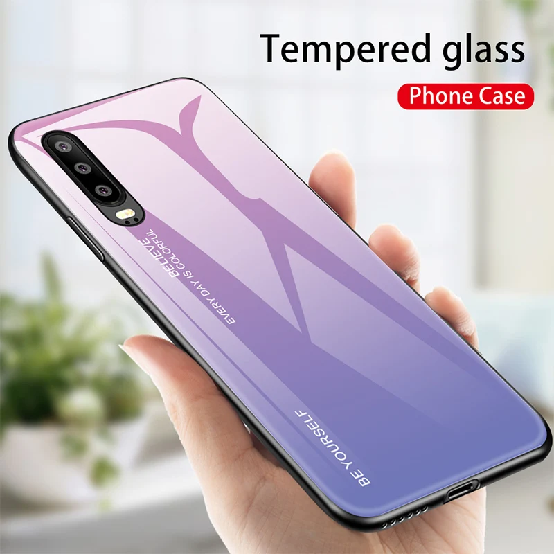 

Tempered Glass Case for Huawei P20 Lite P30 Pro P Smart Plus Case for Huawei Mate 20 Lite 10 Pro Glossy Colorful Cover Case