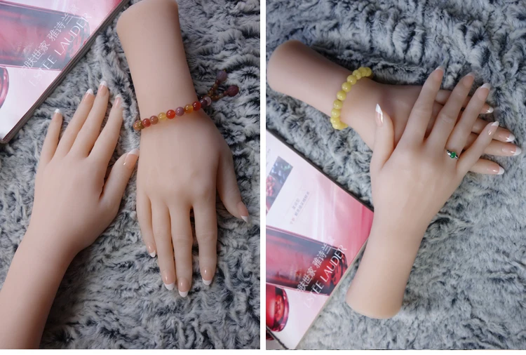 Роскошный 1 пара Для женщин реалистичные силиконовые палец кости Lifelike мягкий манекен руки Дисплей кольцо украшения ногтей рука преподавания S3