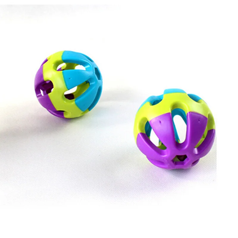 

Pet Dog Puppy Jingle Bell Ring Plastic Ball Round Roll Fetch Play Chewing Toy Colorful