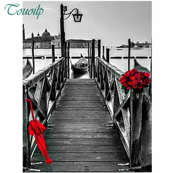 

Touoilp DIY Diamond Painting Classical bridge rose Cross Stitch Needlework Rhinestone Mosaic 5D Diamond Embroidery Home Decor