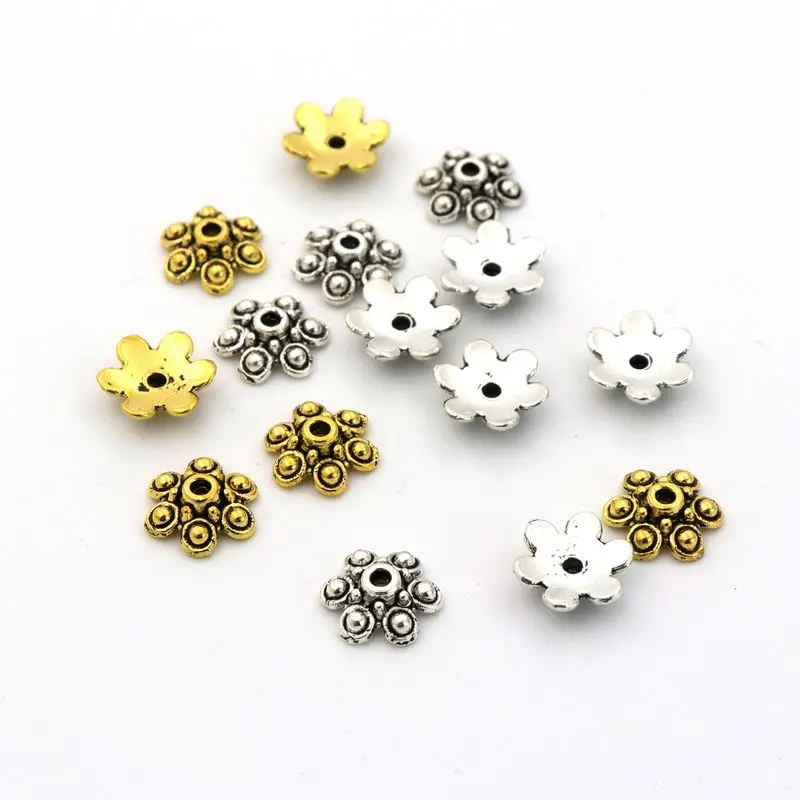 

50pcs Antique Silver Gold Flower Jewelry Loose Spacer Bead Caps For Jewelry Making Diy Handmade Necklace Accessories Wholesale