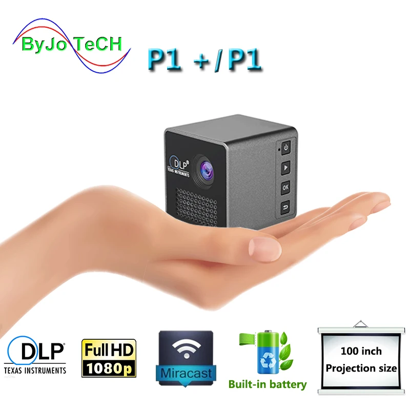 ByJoTeCH P1 Mobile Projector P1 P1+ Pocket Home Movie Projector Proyector Beamer Battery Mini DLP projector mini led projector