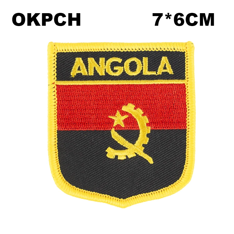

Angola Shield Shape Flag patches embroidered flag patches national flag patches for Cothing DIY Decoration PT0015-S