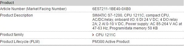 6ES7211-1BE40-0XB0 6ES7 211-1BE40-0XB0 S7-1200 Процессор 1211C 6ES72111BE400XB0 AC/DC/реле 6 DI 24 V DC