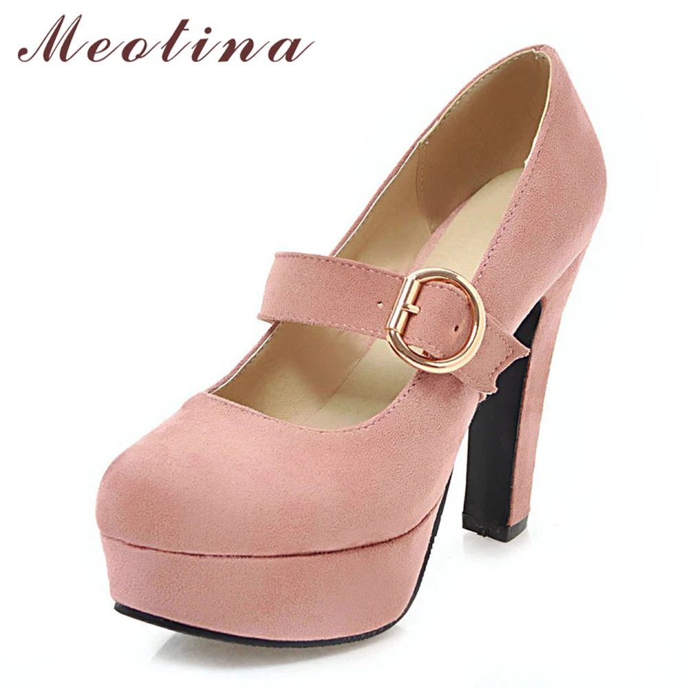 

Meotina High Heels Mary Janes Shoes Women Platform Spike High Heels Shoes Buckle Sexy Party Pumps Ladies Spring Plus Size 33-43