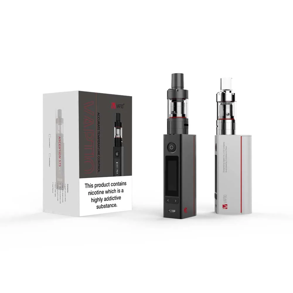 75W 18650 Box Mod Kit Vaptio S75 electronic cigarette Starter Vape Kit with 0.91 inch Screen & 3.0 ml Vape Atomizer Vaporizer 75W 18650 Box Mod Kit Vaptio S75 electronic cigarette Starter Vape Kit with 0.91 inch Screen & 3.0 ml Vape Atomizer Vaporizer