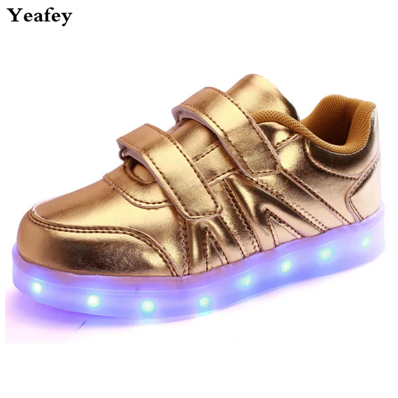 Yeafey Golden Kids Led Shoes Girls Sneakers Luminous Shoes Led Children