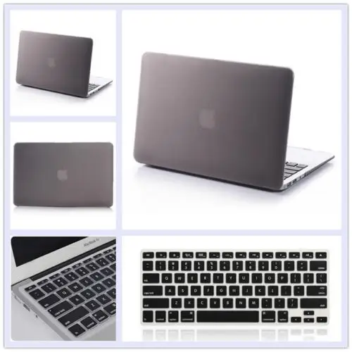 2в1 прозрачный/матовый защитный чехол для Macbook Air 13,3 11,6 15,4+ силиконовый чехол для клавиатуры 11 13 15 с сенсорной панелью - Цвет: matte gray