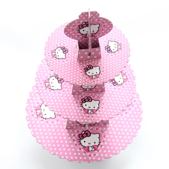 1pcs 3 tier Cupcake Stand Hello kitty Birthday Party Supplies Kids Baby