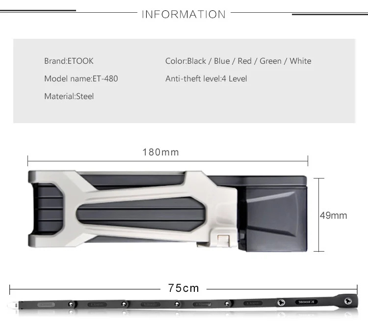 ETOOK 4-уровневая Pro Анти-кражи велосипеда замок Сверхлегкий складной цепи блокировки MTB велосипед высокий уровень безопасности дрель упорная Портативный замок