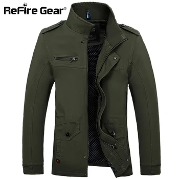 

ReFire Gear Military Style Army Bomber Jacket Men Casual Cotton Jacket Coat Autumn Winter Warm Windbreaker Tactical Pilot Jacket