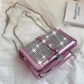 

2019 Summer Fashion New Flip Small Square bag Quality PU Leather Women's Designer Handbag Diamond Chain Shoulder Messenger Bag
