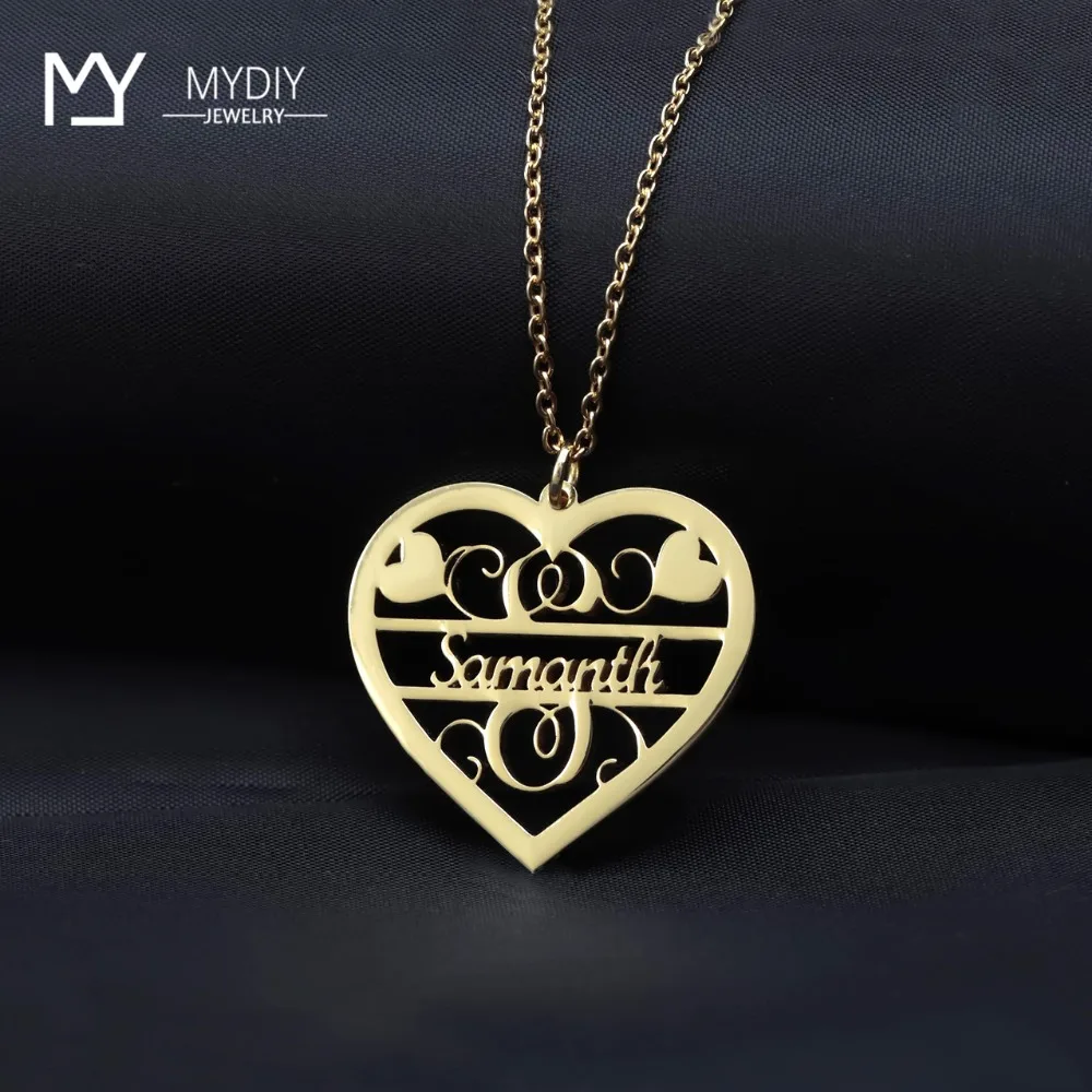 

Personily Named Heart Necklace 925 Sterling Silver Customized Nameplate Necklaces For Birthday Gift And Christmas Gold Jewelry