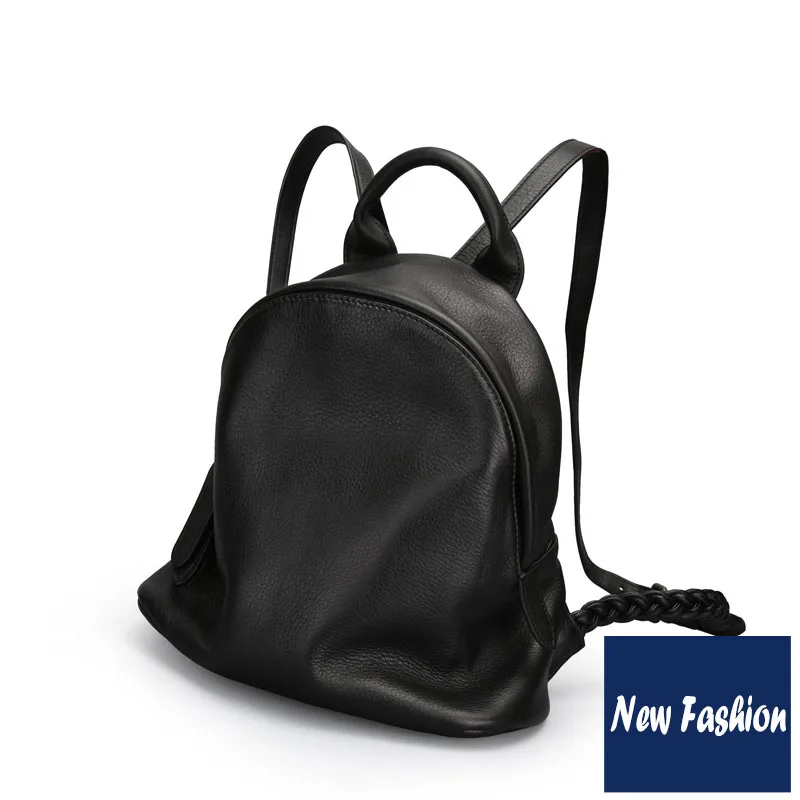 

Fashion brand simple high-quality soft Calfskin backpack new woven shoulder strap travel bag college leisure student backpack