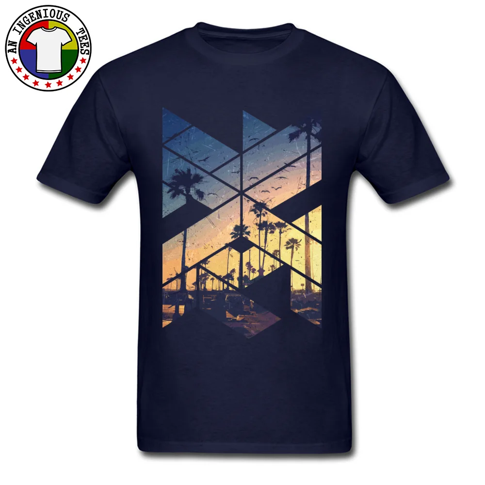 cosie T Shirt Classic Round Collar Vintage Palm Beach Geometric Cotton Men Tops Tees Family Short Sleeve Tees Drop Shipping Vintage Palm Beach Geometric navy