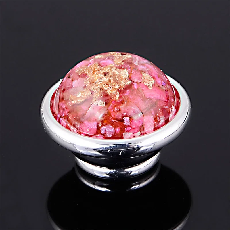 

pink resin cabochon with seashell chips for DIY charm bracelets,necklace,ring,925 silver plating,jewelpops IJP343