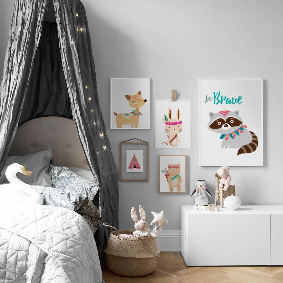 Raccoon Rabbit Fox Deer Bear Tent Wall Art Canvas Painting Nordic Posters And Prints Kids Nursery Pictures Wall Paintings Raccoon Rabbit Fox Deer Bear Tent Wall Art Canvas Painting Nordic Posters And Prints Kids Nursery Pictures Wall Paintings
