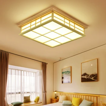 

Japanese style Delicate Crafts Wooden Frame led Ceiling Light luminarias para sala dimming led ceiling lamp