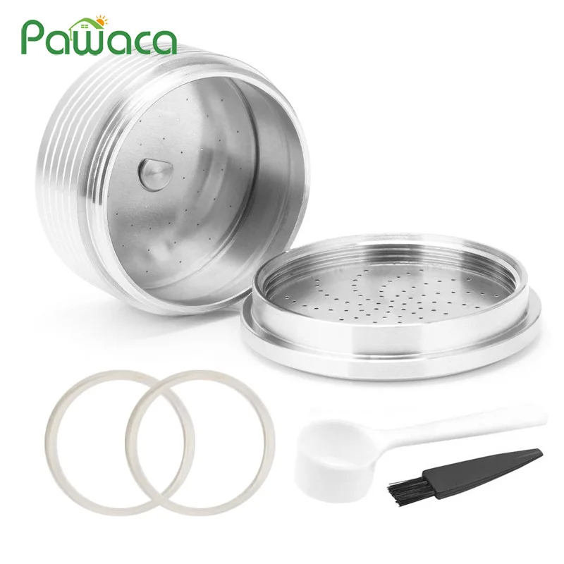 

4pcs/set Reusable Stainless Steel Coffee Capsule Coffee Scoop Brush Coffee Filter Compatible with LAVAZZA Espresso point Machine