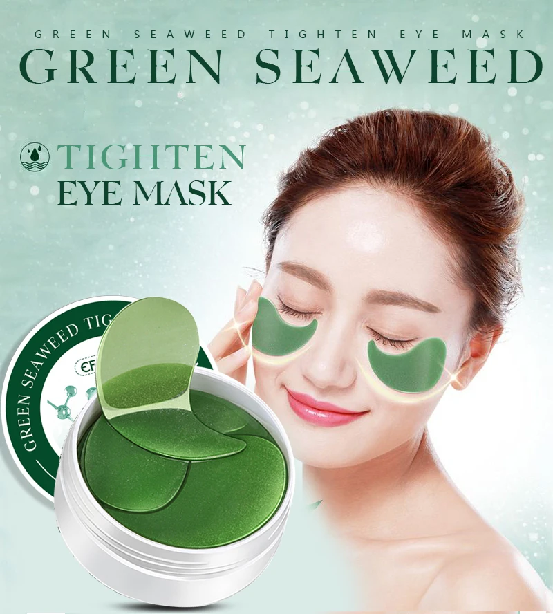 

efero New 30 Pairs Green Algae Collagen Eye Mask for Face Anti Wrinkle Gel Sleep Gold Mask Eye Patches Under The Eye Bags TSLM2