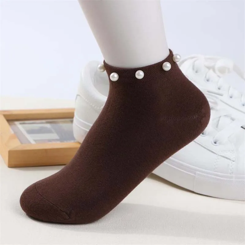 Новинка года, стильные повседневные короткие носки для девочек милые носки с искусственным жемчугом Носки ярких цветов с бусинами Лидер продаж, женские хлопковые носки - Цвет: A-11