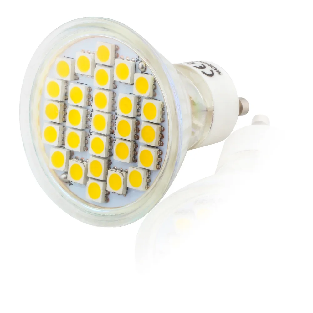 10x GU10 5050 SMD 27 светодиодный 7 Вт теплый белый лампа-прожектор лампочка габаритов со стеклянной крышкой 220 V энергосберегающие лампы