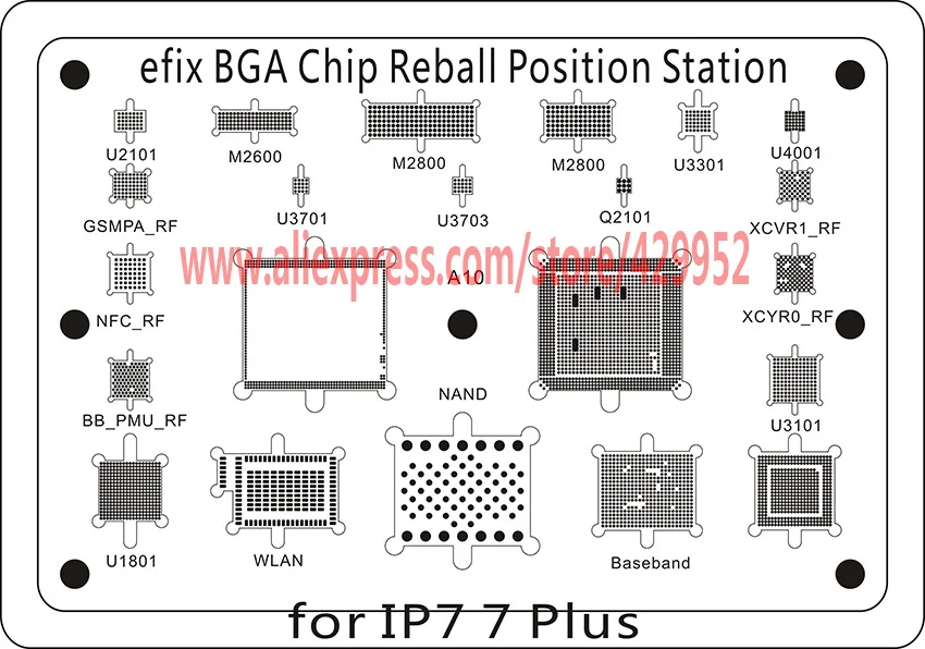 Efix BGA чип Reball Stencil A8 A9 A10 паяльная станция паяльник сварочный флюс фиксация iPhone 6 6s 7