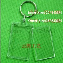 ФОТО free shipping 3pcs/lot rectangular transparent blank insert photo picture frame key ring split keychain