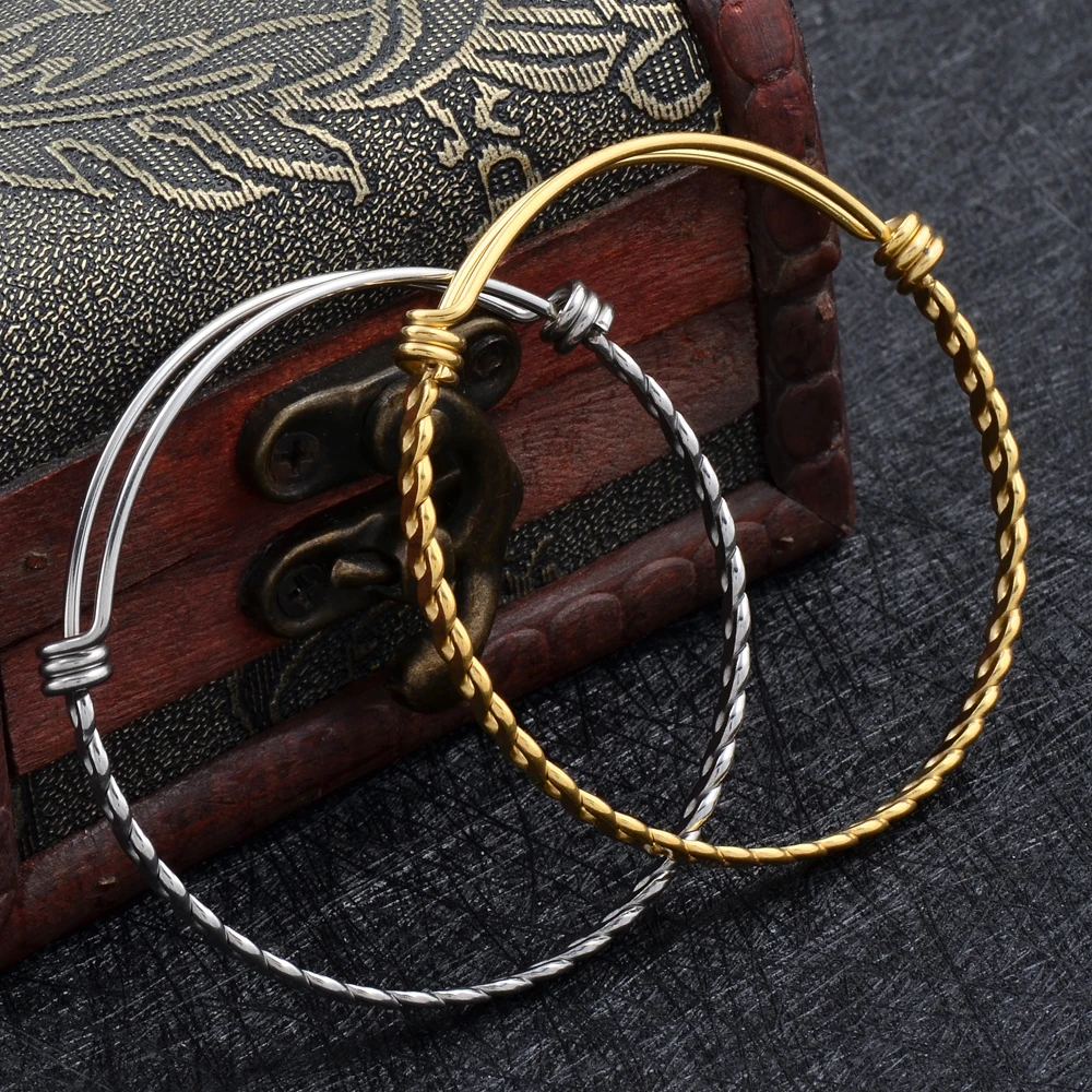 Fashion Stainless Steel Expandable Wire Kid Adult Bangles 50mm 60mm