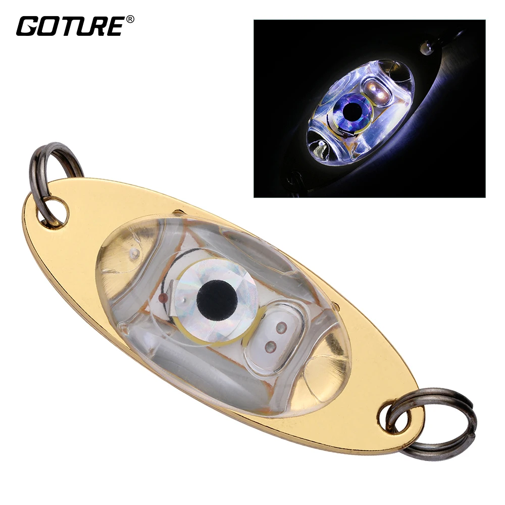 Goture 3pcs/lot 10g LED Fishing Lure Spoon Underwater Fishing Light