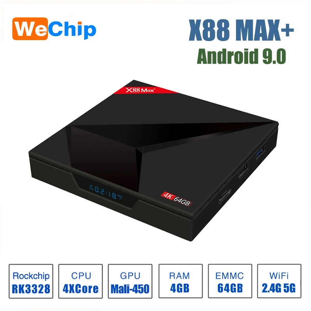 Wechip X88 Max+ Android 9.0 Smart TV Box 4GB 64GB Rockchip RK3328 Quad ...