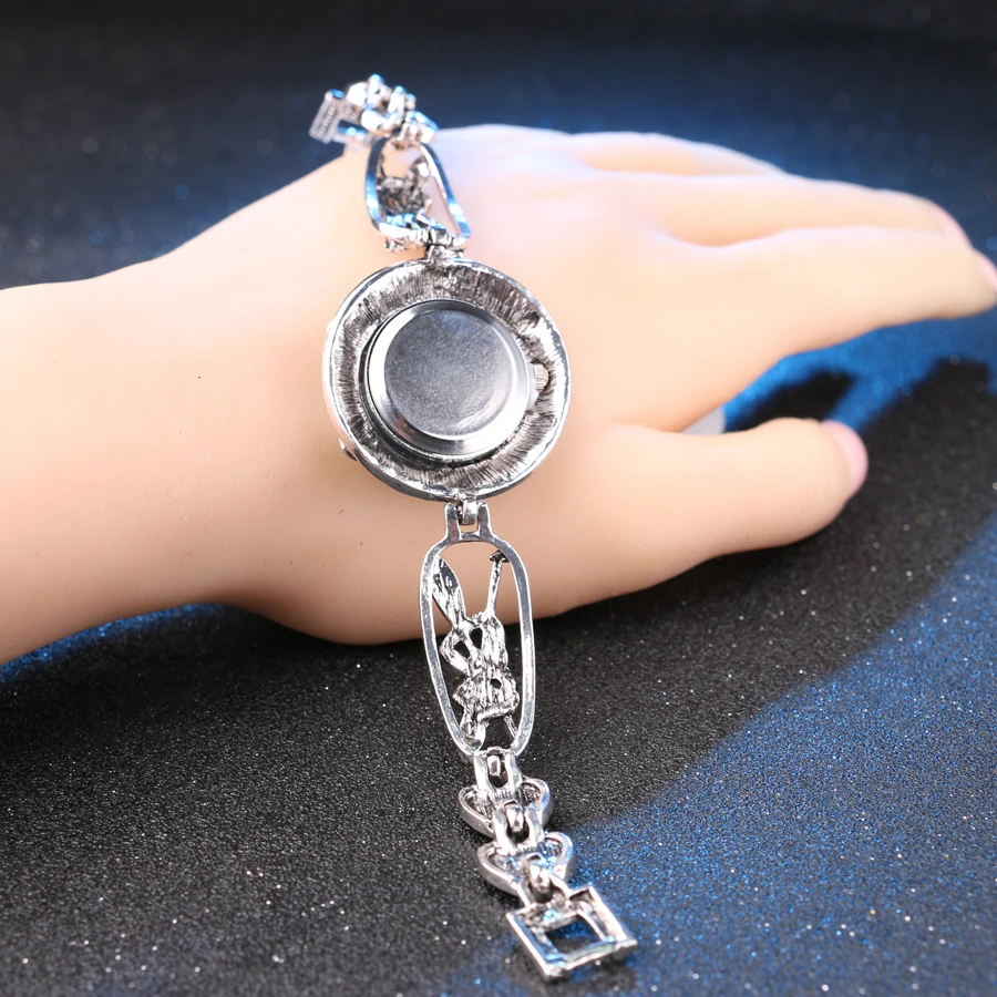 Boho часы винтажные хрустальные серебряные цвета Сердце цветок перо металлические