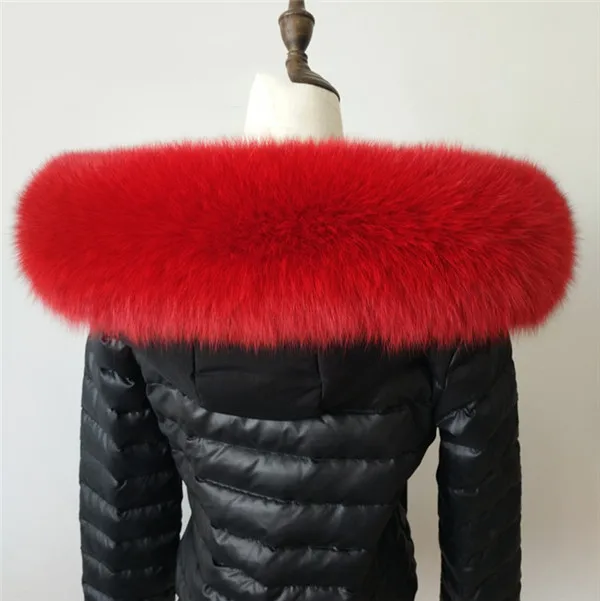 Шарф из натурального меха, куртка с меховым воротником, Женское зимнее пальто, меховые шарфы, роскошный Лисий мех, настоящий зимний теплый шейный платок L31 - Цвет: Big red