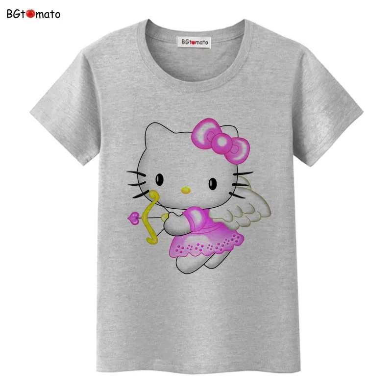 BGtomato Купидон hello kitty мультфильм футболка женская модная популярная футболка бренд хорошее качество удобные мягкие футболки