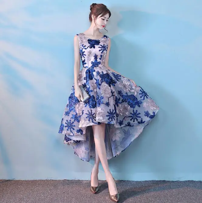 

Jacquard Fabric Cocktail Dresses short front long back 2019 evening party Elegant A Line 2019 formal Party Dresses prom dress