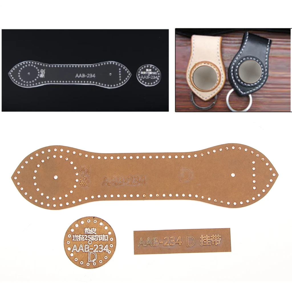 Clear DIY Leather Craft Acrylic Coin Purse Keychain Pattern Stencil Template Tool