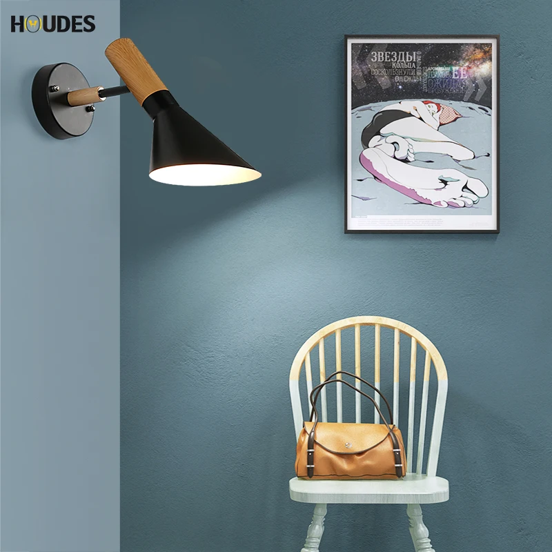 

Modern minimalist design adjustable wall lamp wooden wall lamp foldable white blue bedside lamp reading lamp home lighting E27