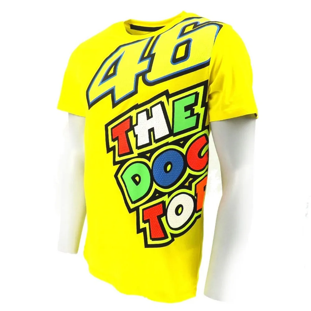 2015 Новый Валентино Росси VR46 Jaune Le Docteur T-Shirt-VRMTS Moto GP Джерси Шварц offizielle Случайные