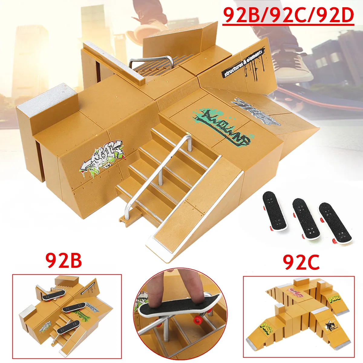 92D Skate Park Kit рампы для Tech Deck Fingerboard отличный подарок любителей экстремальных видов