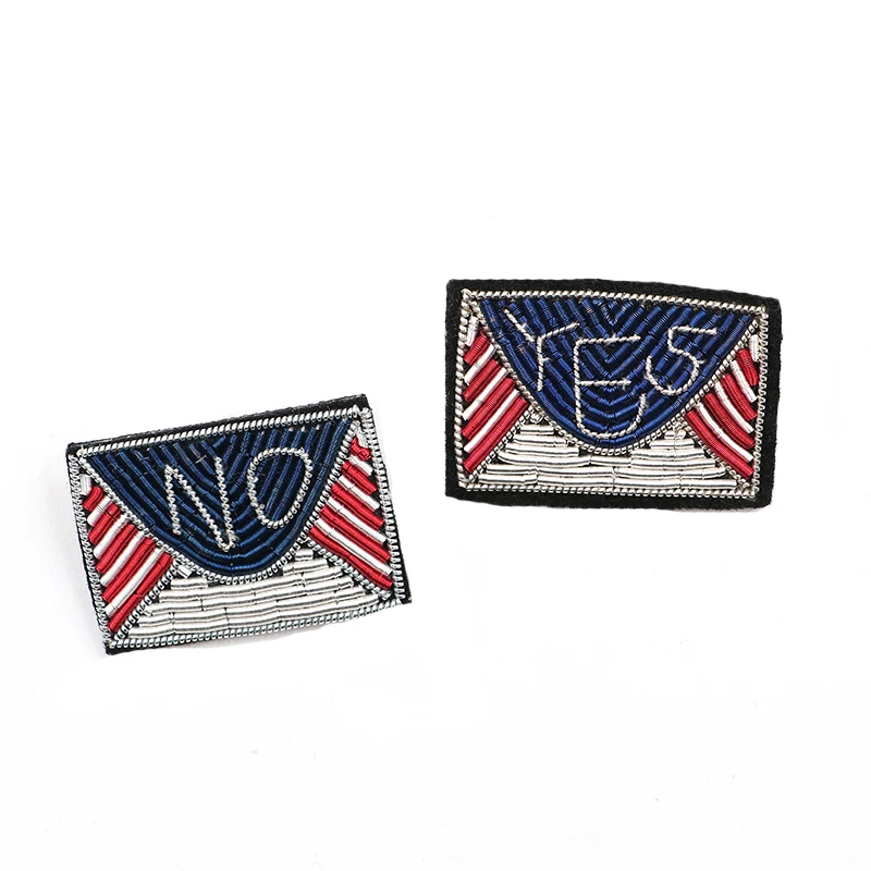 

embroidery india silk pin on patch yes or no brooch badge patches for clothing parches termoadhesivos para ropa for clothes