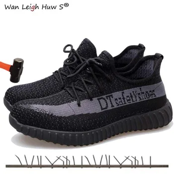 

Fashion Safety Shoes Mens Steel Toe Covers Working Sneakers Summer Breathable Tooling Low Boots slip resistant Protect Footwear