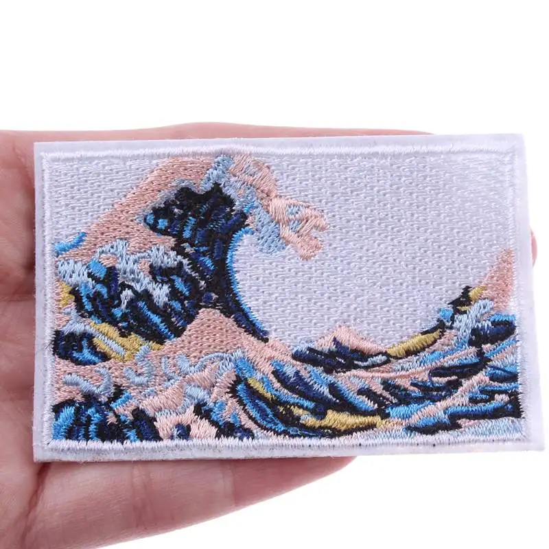 Prajna The Great Wave Off Kanagawa аппликация нашивки значки вышивка железа на патчи для одежды куртки футболки наклейки декор