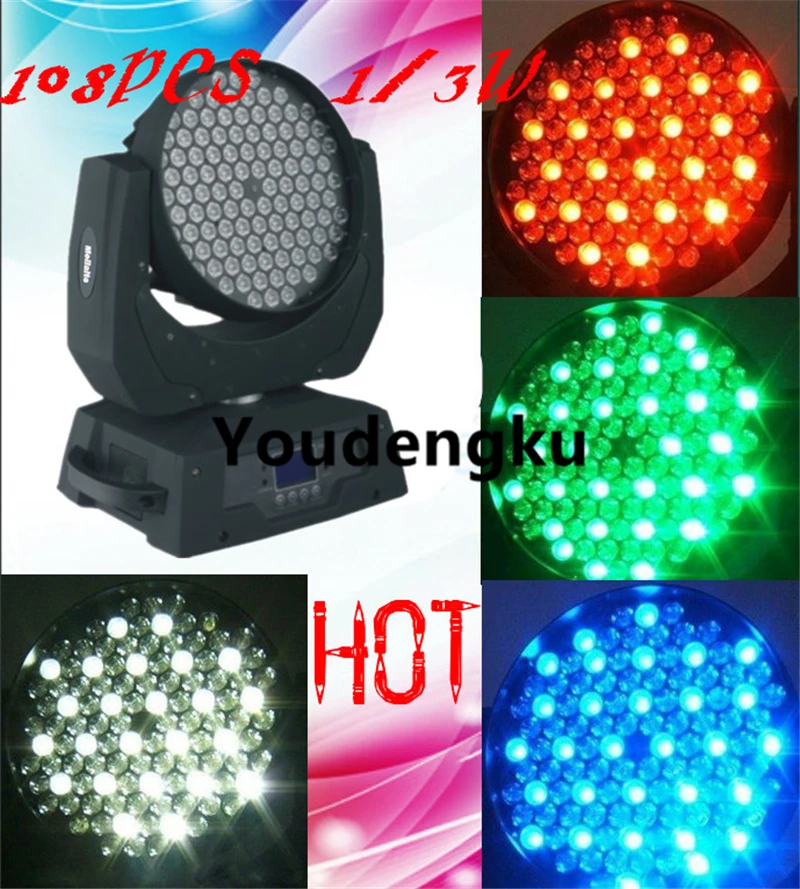 12 шт. светодиодное освещение 108x3 RGBW движущаяся головка led стирка 108 событий