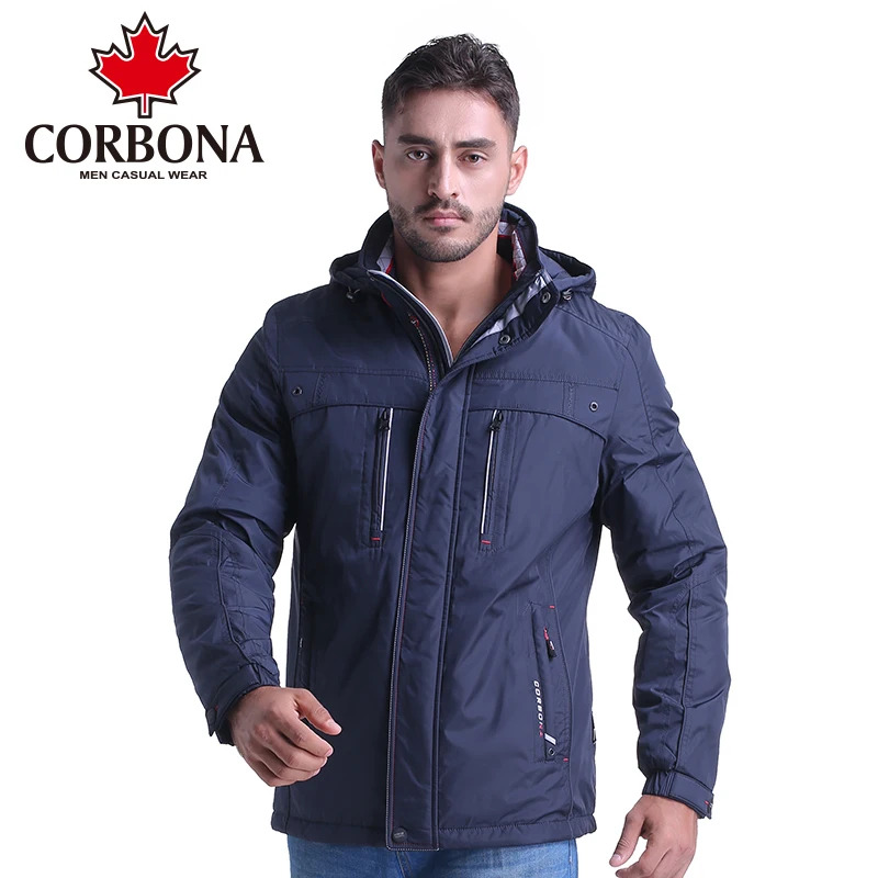 

CORBON New Fashion Winter Jacket Men Hooded Parka Thick Warm Winter Male Jacket Solid Long Windbreaker Coats