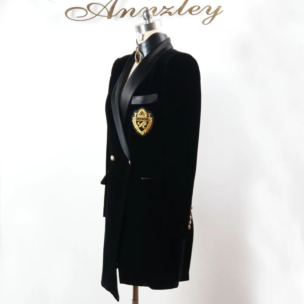 Annzley Real Silk Velvet Trentch Coat 2018  Slim Fit Long Spring Coat  (4)