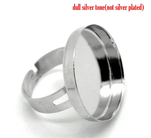 

DoreenBeads Copper Adjustable Rings Round Silver Tone Cabochon Settings (Fits 25mm ) 18.3mm( 6/8")(US ) 2 PCs