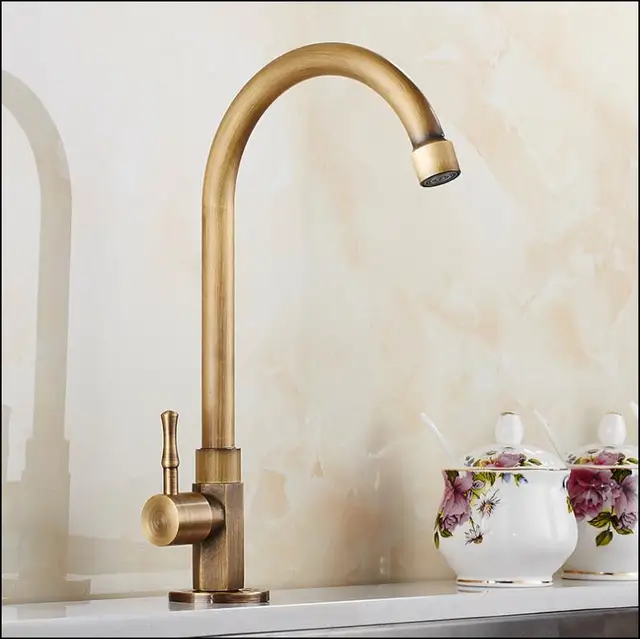 Best Quality Fashion Single Cold Basin Faucet Europe style total brass antique bronze kitchen faucet swivel kitchen mixer tap,sink tap