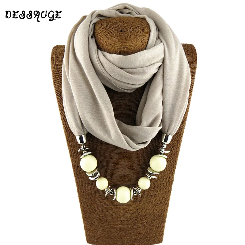 DESSAUGE Fashion Long Pendant Necklace Big Beads Scarf Necklace For Women Neckerchief Wrap Soft Bohemian Necklace Gewelry Gift