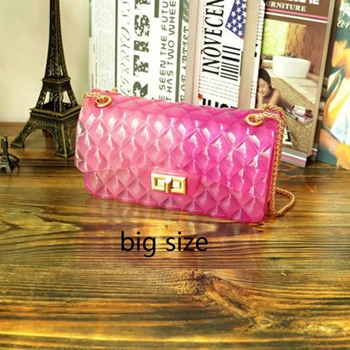 Clear Colorful Transparent jelly Bag Gradient Candy Color Crossbody Bags Designed Ladies Shoulder Chain Messenger Bag - Цвет: two pink bigger